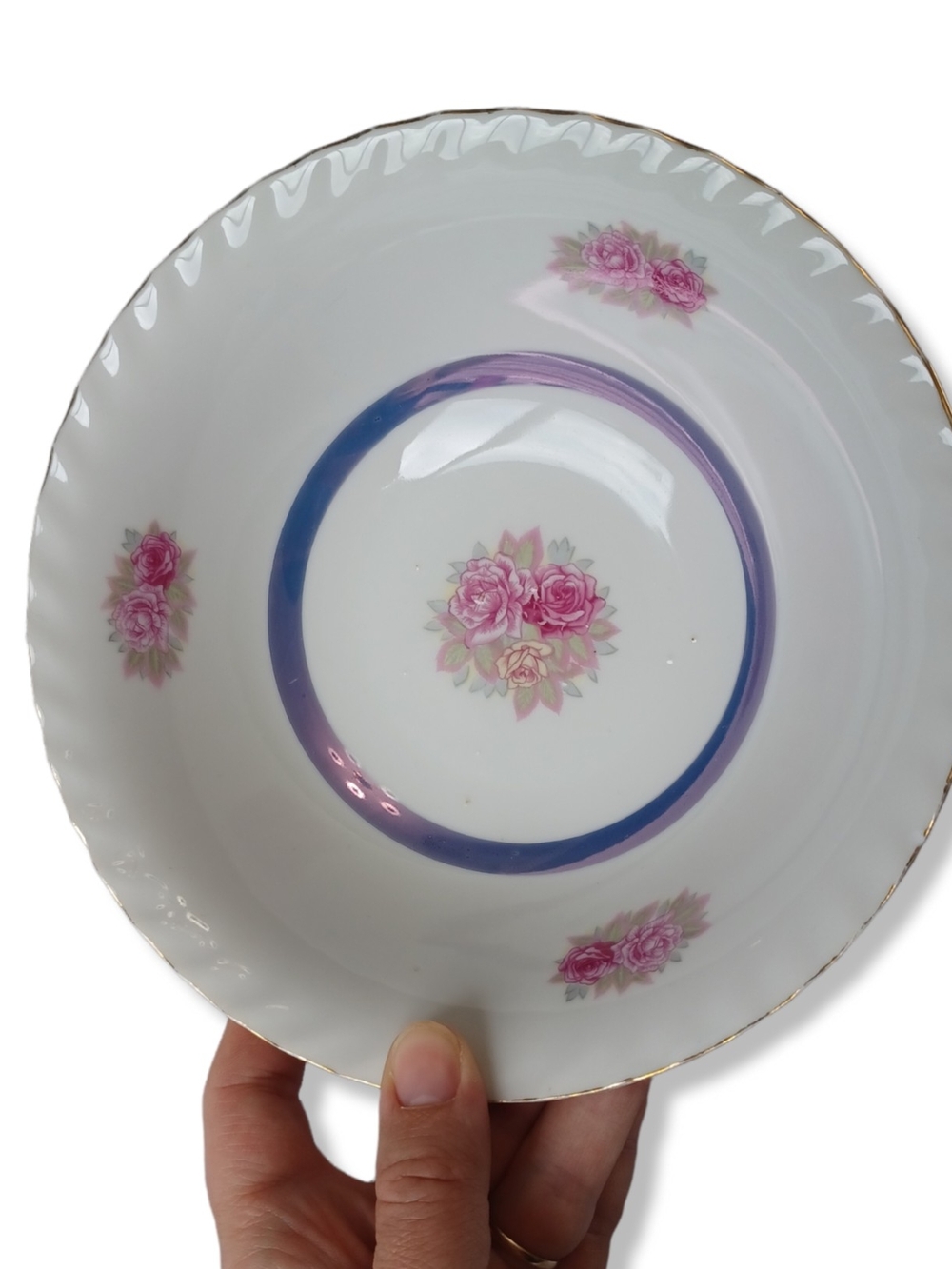 Vintage China Porcelain Small Serving Bowl Dish Dinnerware Gold Rim Floral
